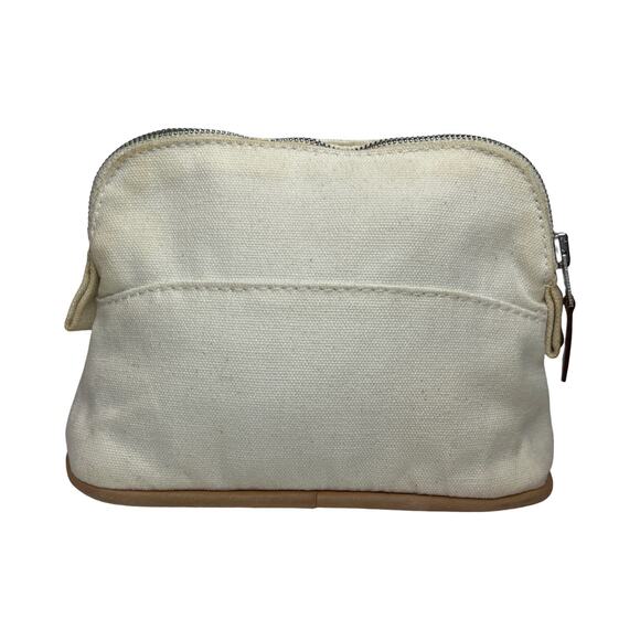 Hermès Bolide Mini Pouch White Canvas Toile H Cosmetic Case Made in France - Picture 3 of 16